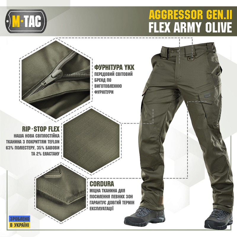 Штани M-Tac Aggressor Gen.II Flex Army Olive Олива