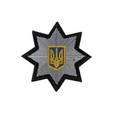 Кокарда Поліція липучка (фігурна) 6,7см Чорний