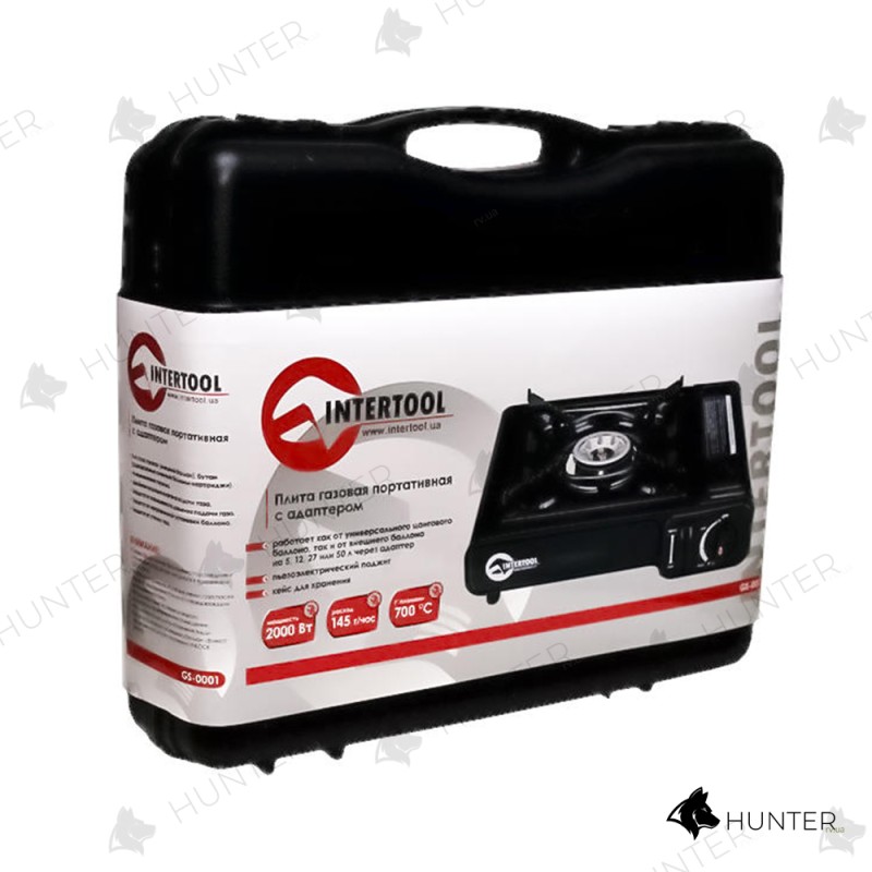 Плита газовая портативная Intertool – 342 x 275 x 113 с адаптером.