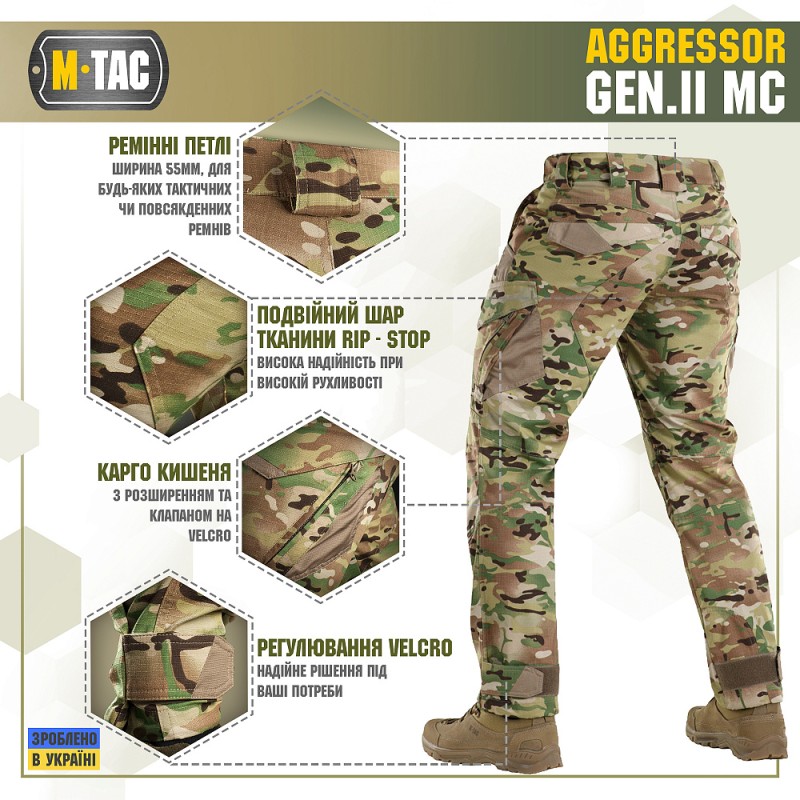 Штани M-Tac Aggressor Gen.II Rip-Stop MC MultiCam