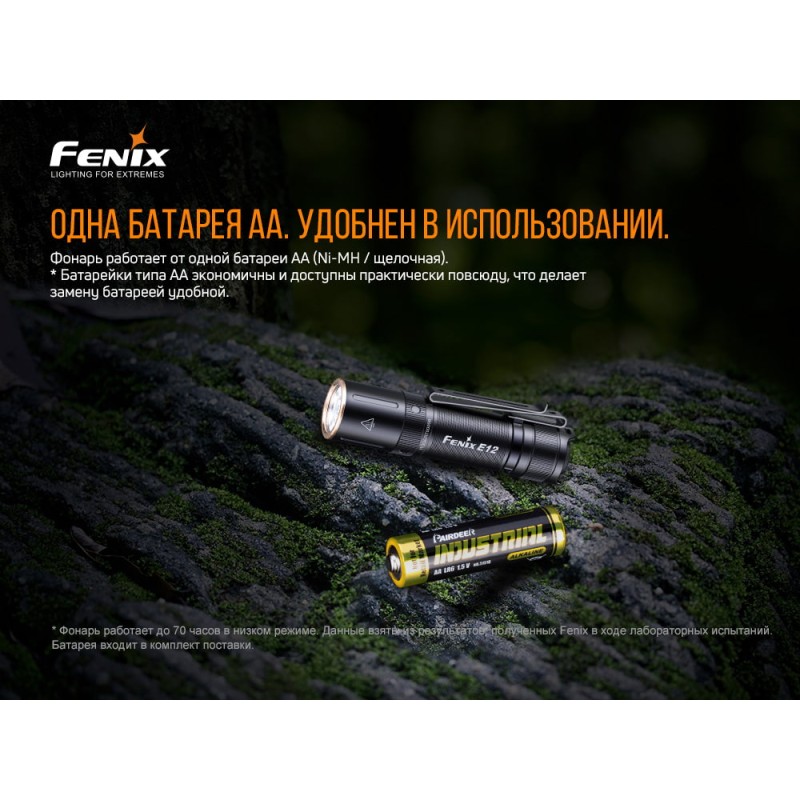 Ліхтар ручний Fenix E12 V2.0 Чорний
