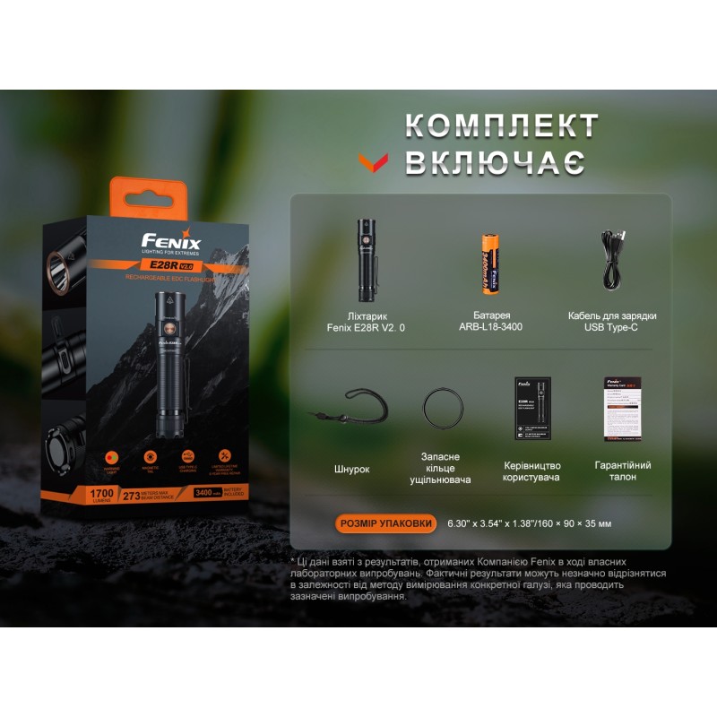 Ліхтар ручний Fenix E28R V2.0 Чорний
