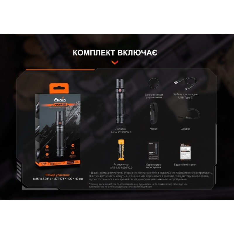 Ліхтар ручний Fenix PD36R V2.0 Чорний