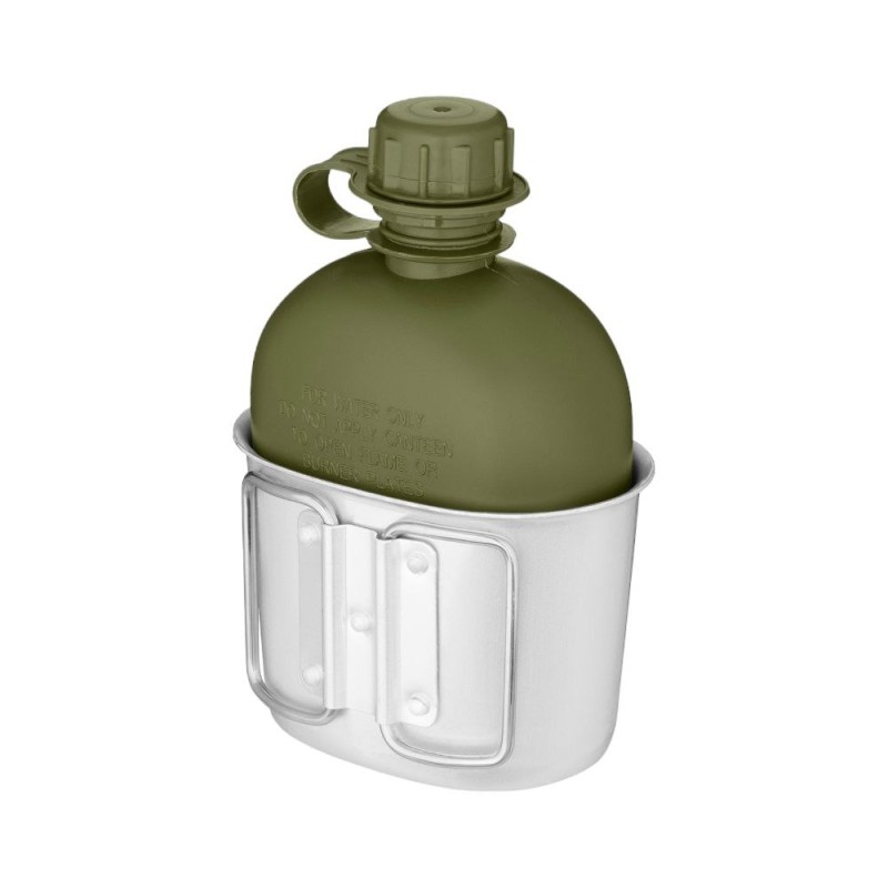 Фляга тактична у чохлі 2E Flask WB01, 1л, з кружкою (казанком) Олива
