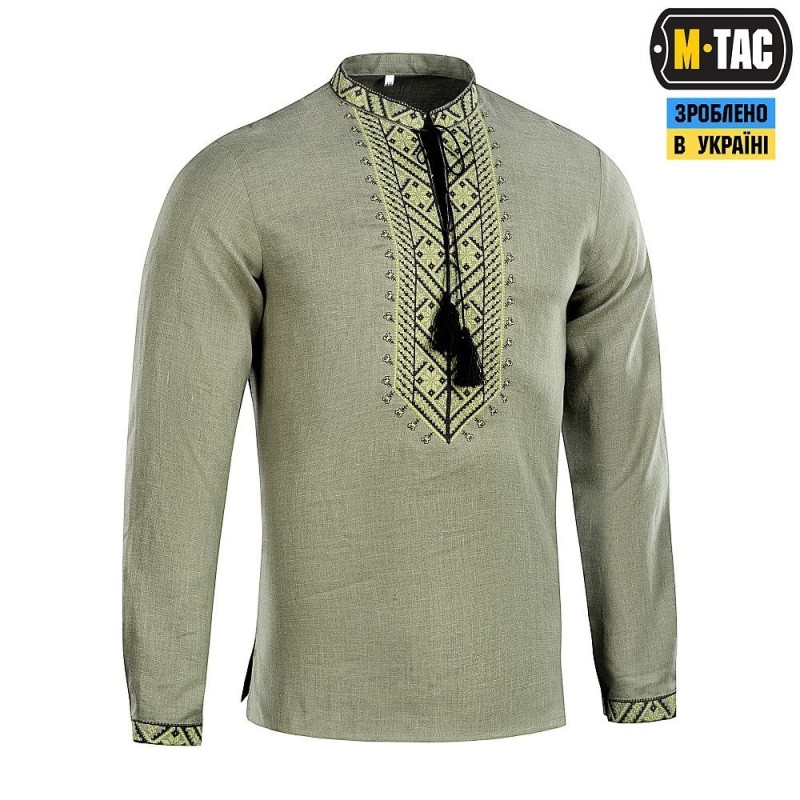 Вишиванка M-Tac 100% льон Олива