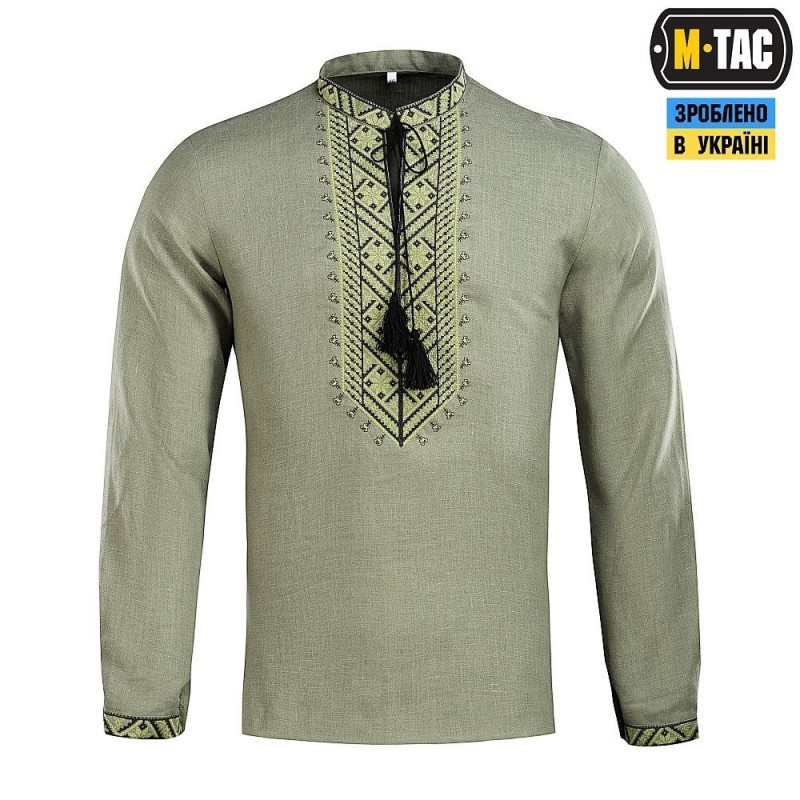 Вишиванка M-Tac 100% льон Олива