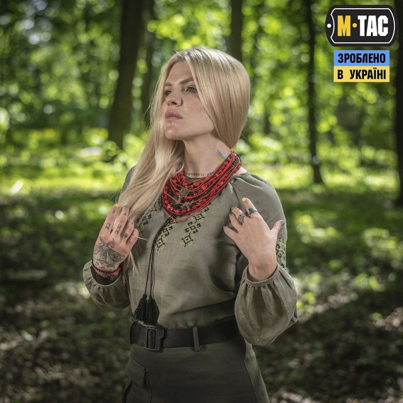Вишиванка M-Tac 100% льон жіноча Олива