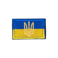 Прапорець України з тризубом (5х3 см) липучка Жовто-блакитний