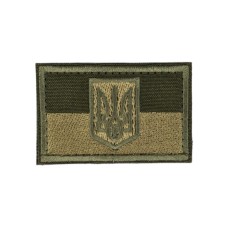 Прапорець України з тризубом (7х4,5 см) липучка Олива