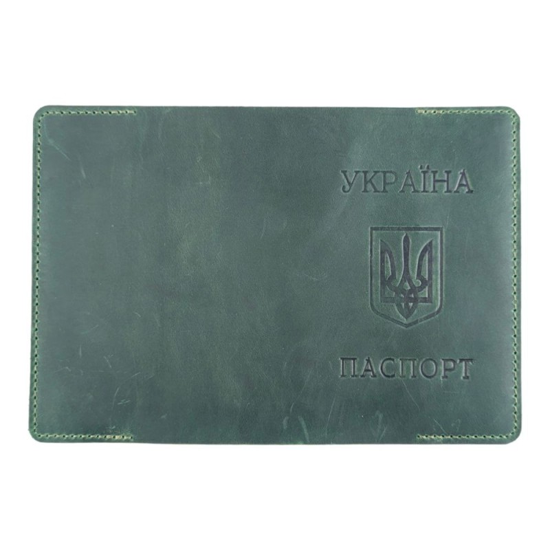 Обкладинка для паспорту шкіра Крейзі Зелений