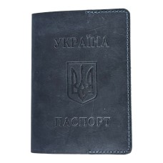 Обкладинка для паспорту шкіра Крейзі Темно синій