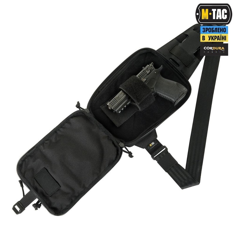 Сумка M-Tac Sling Pistol Bag Elite Hex з липучкою Чорний