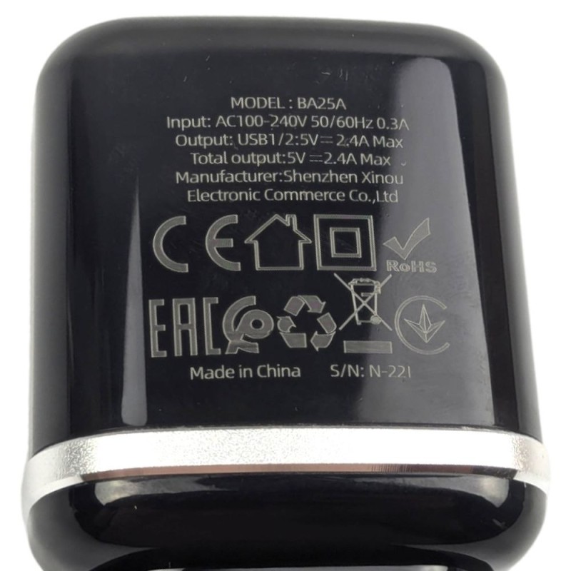 Зарядний пристрій Borofone 2 USB Black 2.4A