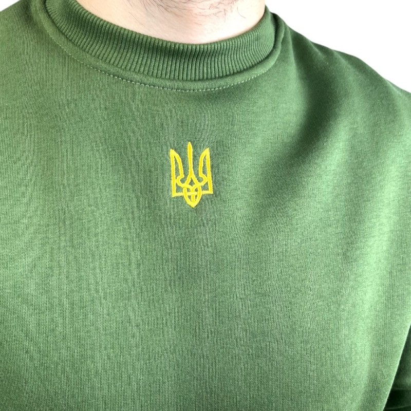 Світшот Basic Ray (золотий тризуб) Хаки