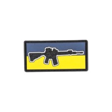 Патч PVC Прапорець України з автоматом (6х3см) Жовто-блакитний