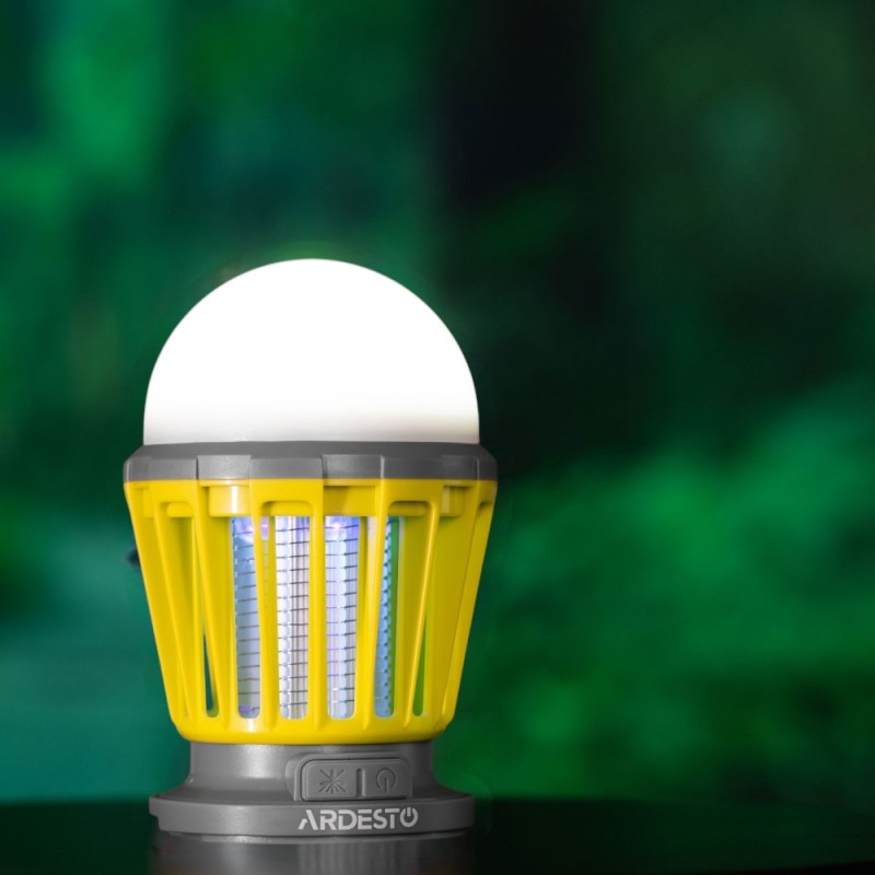 Ліхтар антимоскітний Ardesto 5 Вт (до 20год) USB-C, USB-A (сонячна батарея) Сіро-зелений