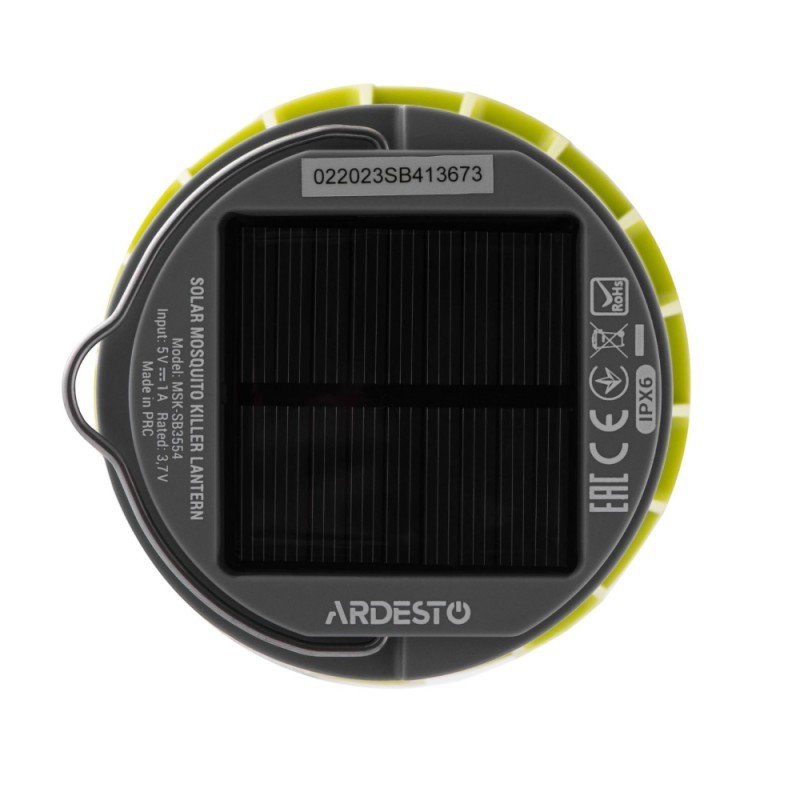 Ліхтар антимоскітний Ardesto 5 Вт (до 20год) USB-C, USB-A (сонячна батарея) Сіро-зелений