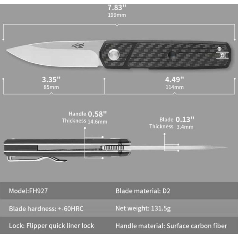 Нож складной Firebird FH927-CF Черный