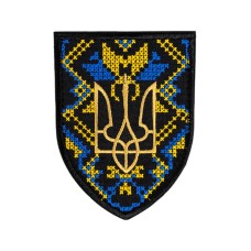 Шеврон "Вишиванка" 9,5х7см липучка Чорний