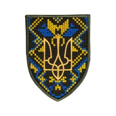 Шеврон "Вишиванка" 9,5х7см липучка Олива