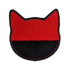 Шеврон сувенір (Котик УПА, липучка, 6,7*6,7 см) Чорно-червоний