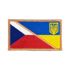 Нашивка (Прапорець Чехія-Україна, липучка, 8*4,5 см)