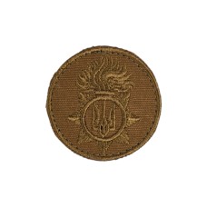 Кокарда вишита (НГУ, полумя, липучка, 5 см) Койот