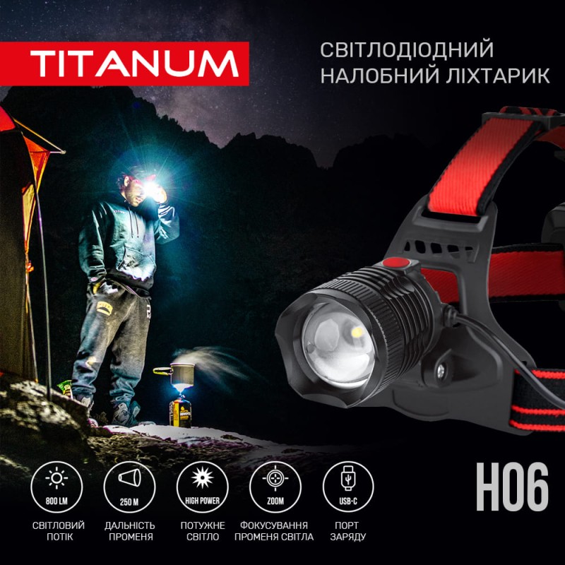 Ліхтар на голову Titanum TLF-H06 (800Lm)