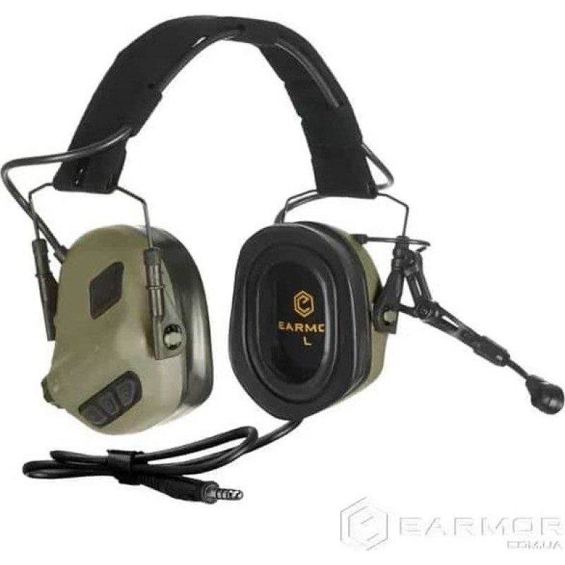 Наушники активные Earmor M32 Plus (M32-FG Plus) Green с гарнитурой