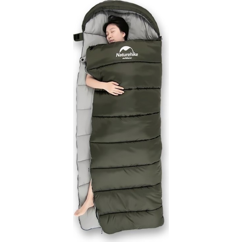 Спальник с капюшоном Naturehike U250S NH20MSD07, (0°C), левый Зеленый
