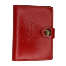 Обкладинка шкіряна паспорта ID-картки із застібкою Червоний