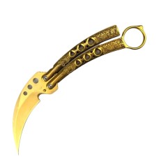 Балисонг золотий Kerambit з чохлом