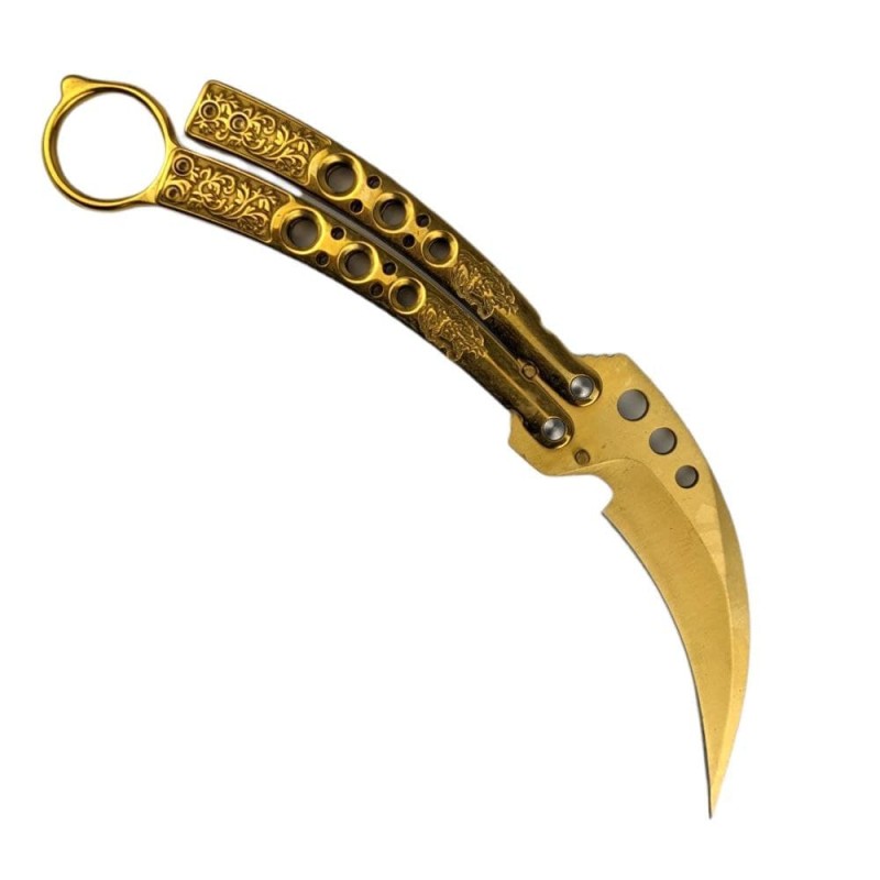 Балисонг золотий Kerambit з чохлом