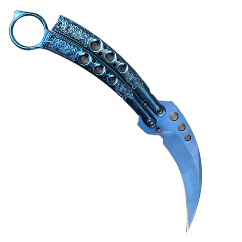 Балисонг синій Kerambit з чохлом