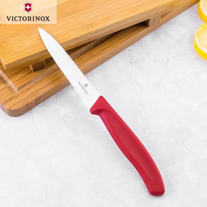 Кухонний ніж Victorinox Paring лезо 10см хвилястий Червоний