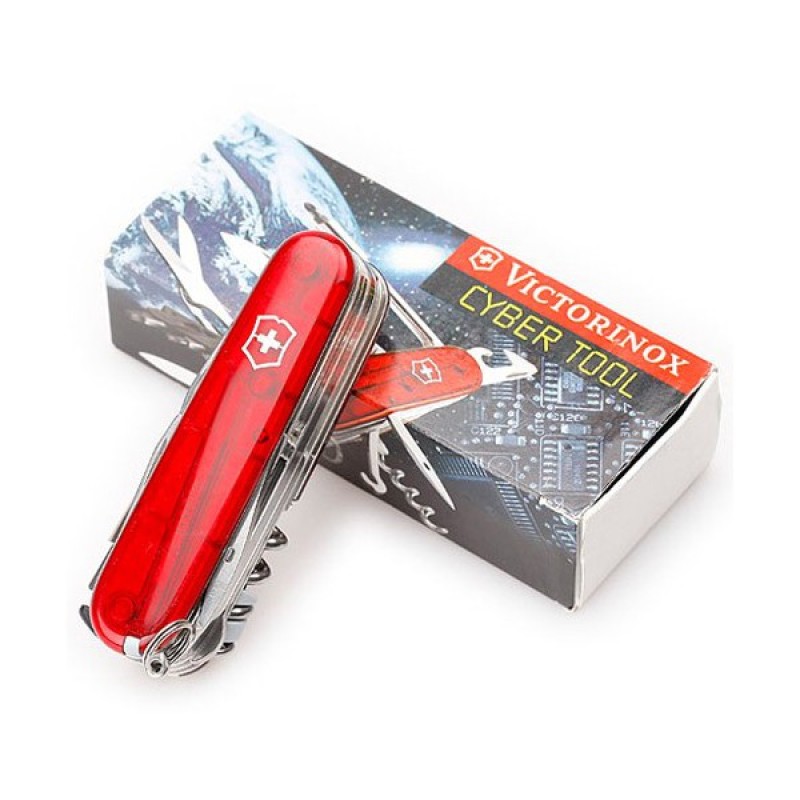 Ніж Victorinox Cybertool L 91мм Червоний прозорий