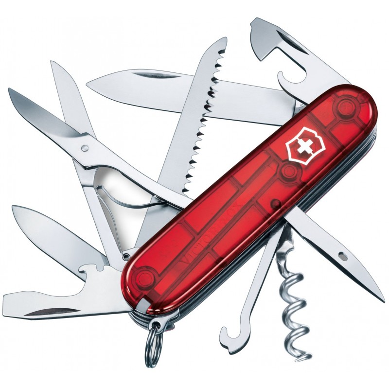 Ніж Victorinox Huntsman 91мм Червоний прозорий