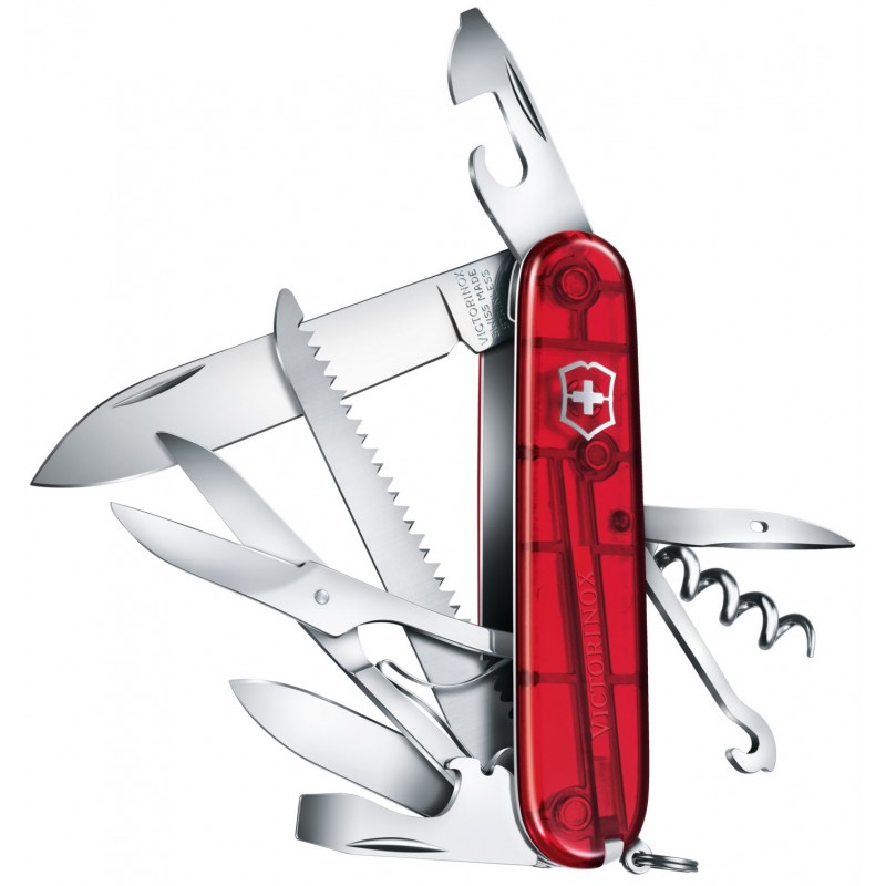 Ніж Victorinox Huntsman 91мм Червоний прозорий