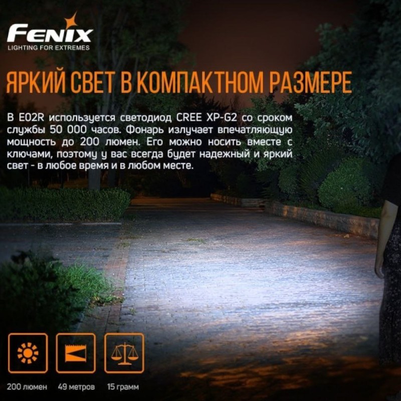 Ліхтар ручний Fenix E02R Чорний