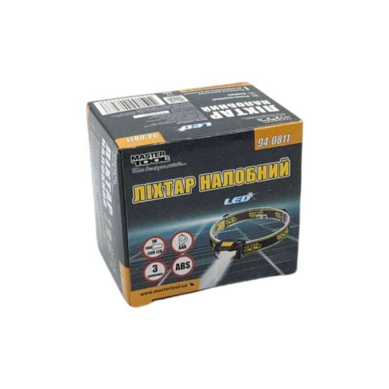 Ліхтар налобний Mastertool - 1LED x 1 Вт (3 режима)