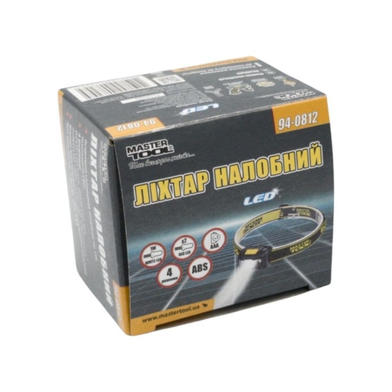 Ліхтар налобний Mastertool - 2LED x 1 Вт (4 режима)