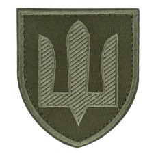 Шеврон "Сухопутні війська" липучка (тризуб  зелена нитка) Олива