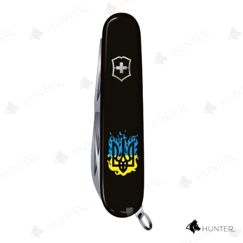 Ніж Victorinox Spartan Ukraine 91мм (12 функцій) Вогняний тризуб Чорний