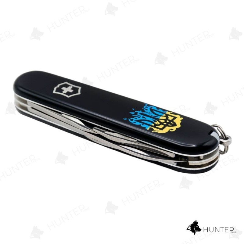 Ніж Victorinox Spartan Ukraine 91мм (12 функцій) Вогняний тризуб Чорний