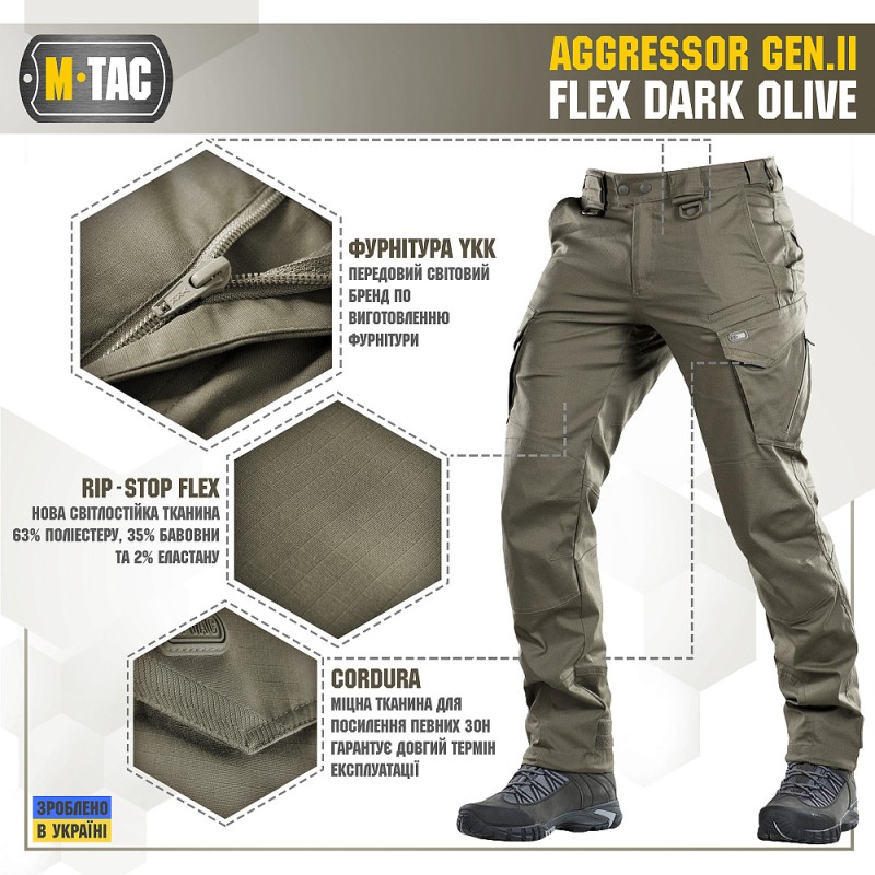 Штани M-Tac Aggressor Gen.II Flex Dark Olive Олива