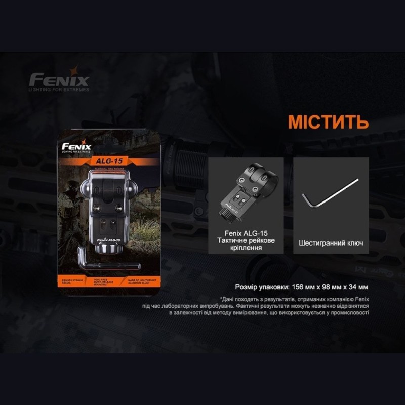 Кріплення на зброю для тактичних ліхтарів Fenix ALG-15 (22,5 - 26 мм)