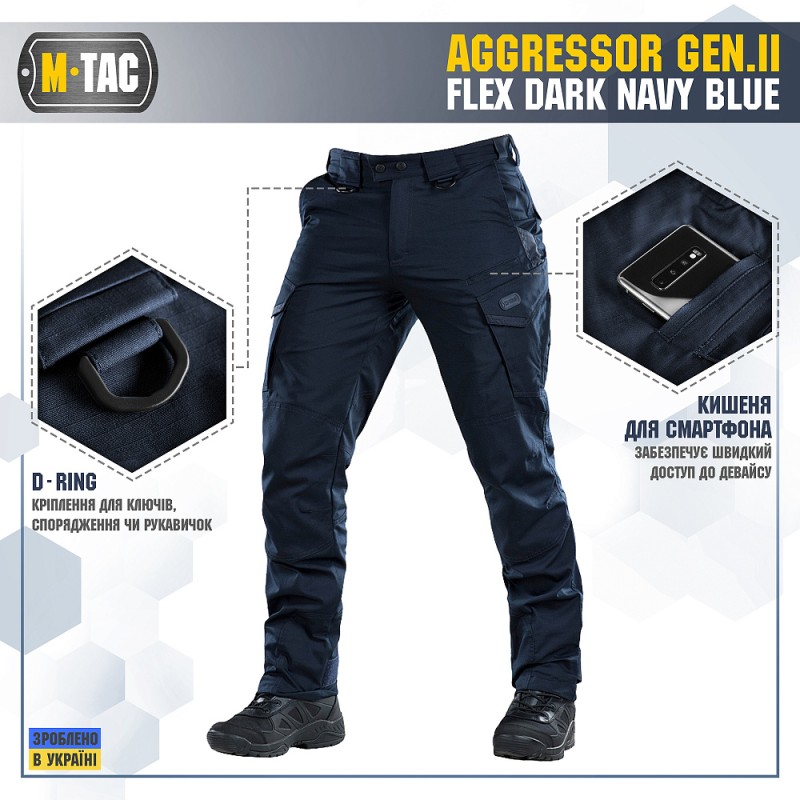 Штани M-Tac Aggressor Gen.II Flex Dark Navy Blue Темно синій
