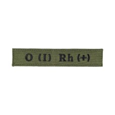 Нашивка "Група крові 1+" ЗСУ (нитка чорна, на липучці) Олива
