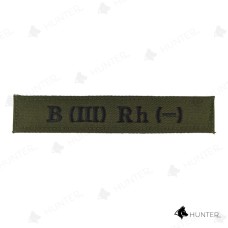 Нашивка "Група крові 3-" ЗСУ (нитка чорна, на липучці) Олива