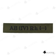 Нашивка "Група крові 4-" ЗСУ (нитка чорна, на липучці) Олива